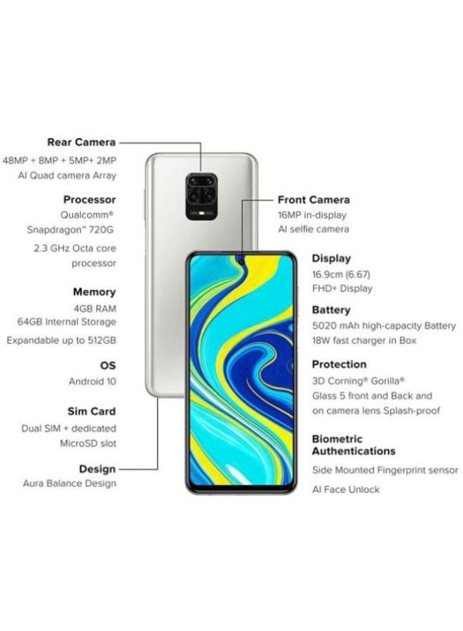 Xiaomi - Redmi Note 9 Pro Dual SIM Glacier White 6GB RAM 128GB 4G LTE - Image 1