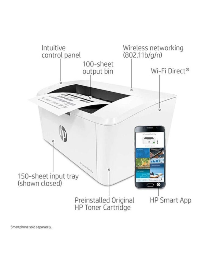 HP - LaserJet Pro M15w Laser Printer With Mobile Print And Scan Function,W2G51A White - Image 1