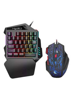HXSJ V100 One-Handed Gaming Keyboard And Mouse Set Black  - Image 1