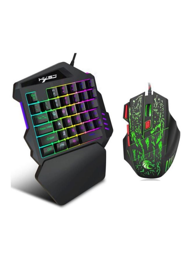 HXSJ - V100 One-Handed Gaming Keyboard And Mouse Set Black - Image 1