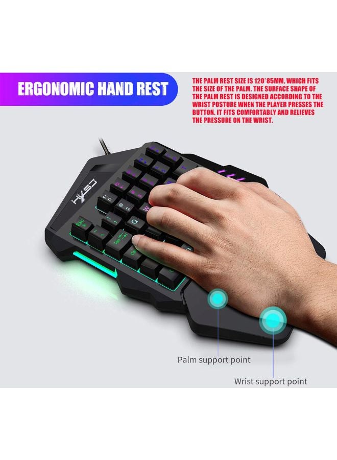 HXSJ - V100 One-Handed Gaming Keyboard And Mouse Set Black - Image 1