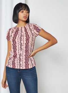 R&B Printed Short Sleeves Top Pink  - Image 1