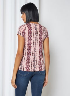 R&B Printed Short Sleeves Top Pink  - Image 2
