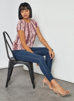 R&B Printed Short Sleeves Top Pink  - Image 3