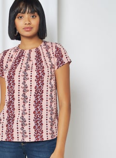 R&B Printed Short Sleeves Top Pink  - Image 4