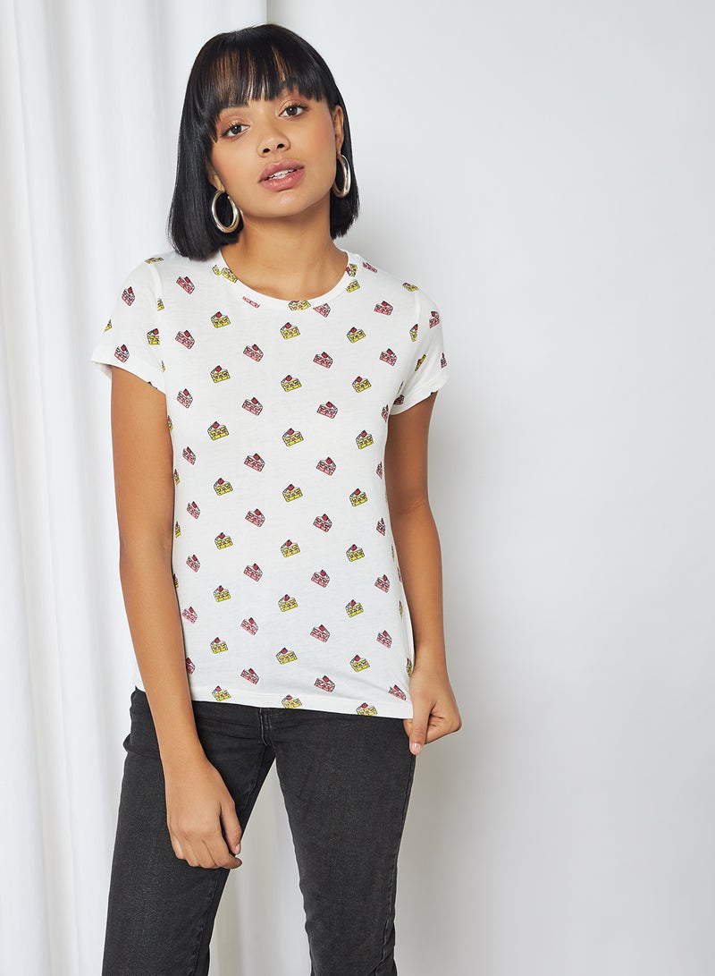R&B Graphic Printed Round Neck T-Shirt Ivory  - Image 1