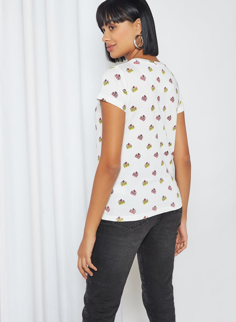 R&B Graphic Printed Round Neck T-Shirt Ivory  - Image 2