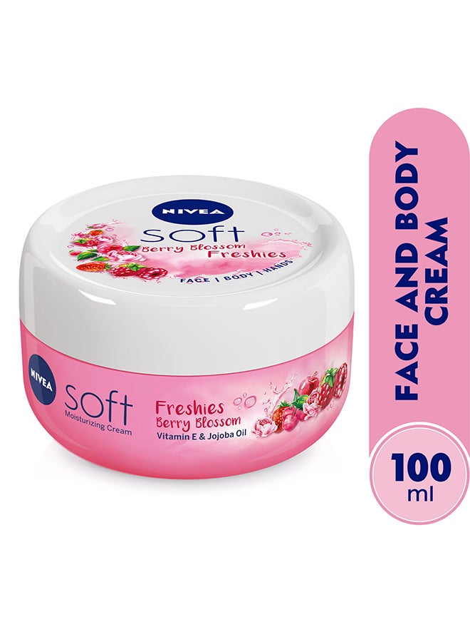 Nivea Soft Freshies Moisturizing Cream, Berry Blossom Jar Berry Blossom 100ml - Image 2