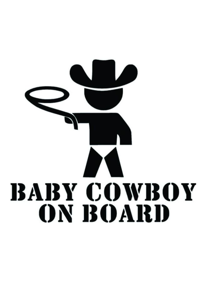 Fast Print E141 Baby Cowboy On Board Car Sticker 15X15 cm Black/White 