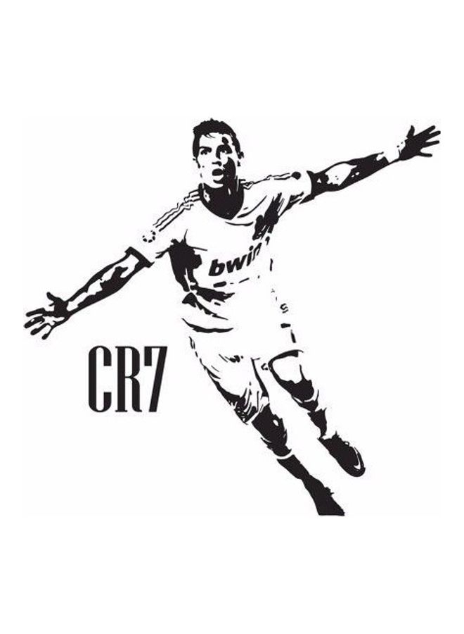 Fast Print Cr7 Cristiano Ronaldo Printed Vinyl Car Sticker 15X15 cm White and Black 