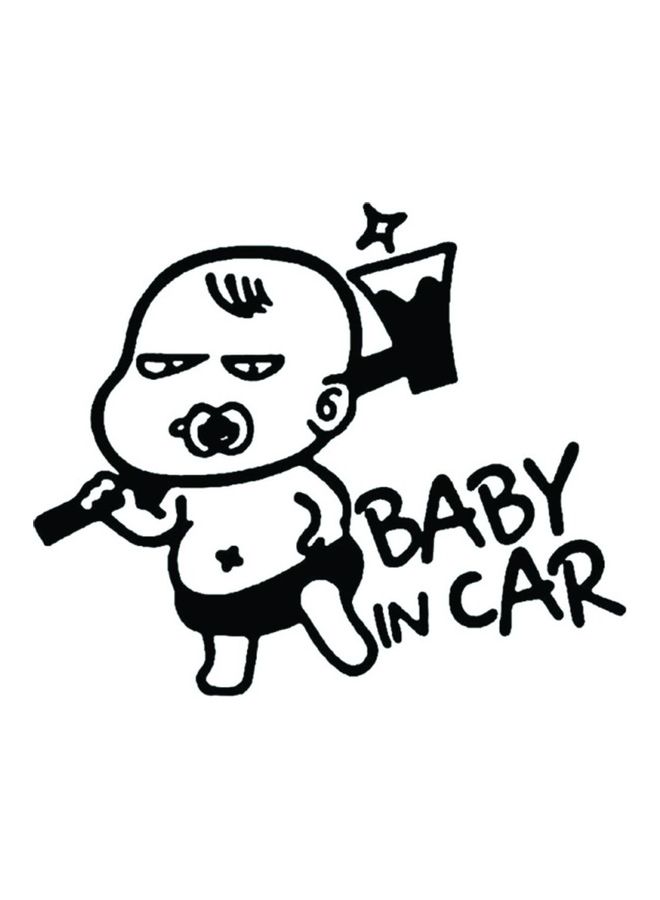 فاست برينت ملصق للسيارة E175 بطبعة عبارة "Baby In Car" مقاس 15X15 سم باللونين الأسود والأبيض