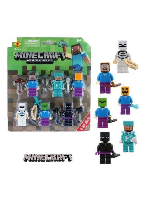 طقم مجسمات صغيرة لشخصيات الأكشن من لعبة "Minecraft" مع أسلحة مكون من 6 قطع 18سم