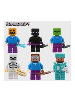 ماركة غير محددة طقم مجسمات صغيرة لشخصيات الأكشن من لعبة "Minecraft" مع أسلحة مكون من 6 قطع 18سم  - Image 2