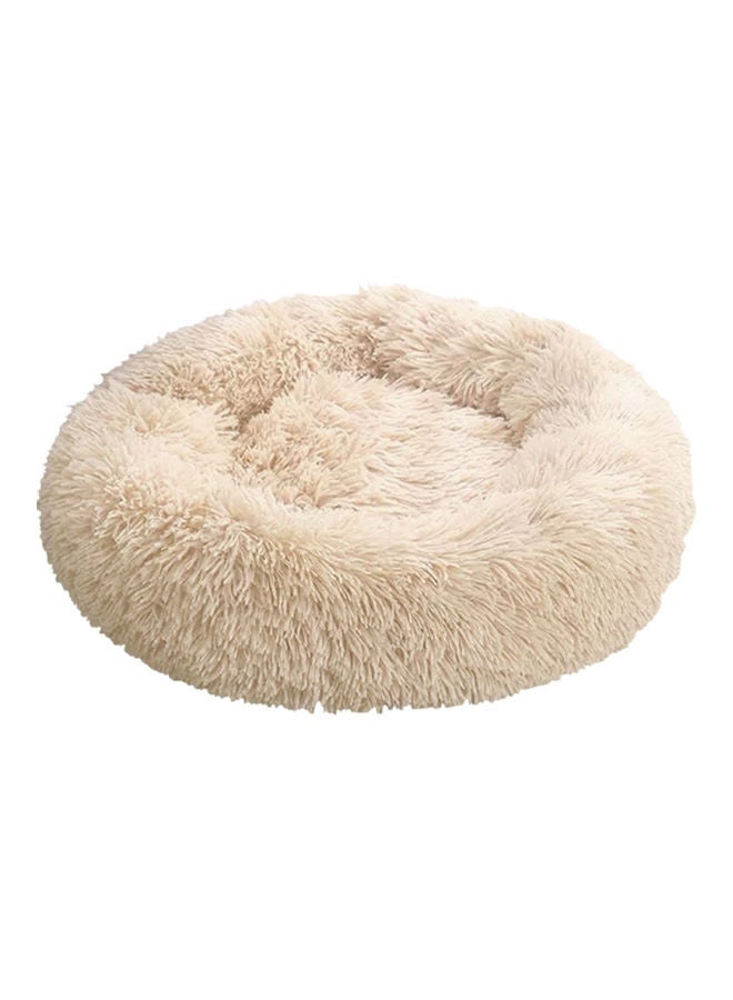 Fluffy Dog Wool Bed Soft Plush Round Nest Pillow Self-warming Snooze Sleeping Pets Cushion beige 80.00 x 2.00 x 60.00cm - Image 1