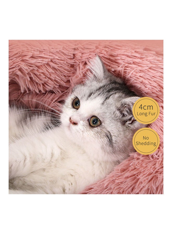 Fluffy Dog Wool Bed Soft Plush Round Nest Pillow Self-warming Snooze Sleeping Pets Cushion beige 80.00 x 2.00 x 60.00cm - Image 2