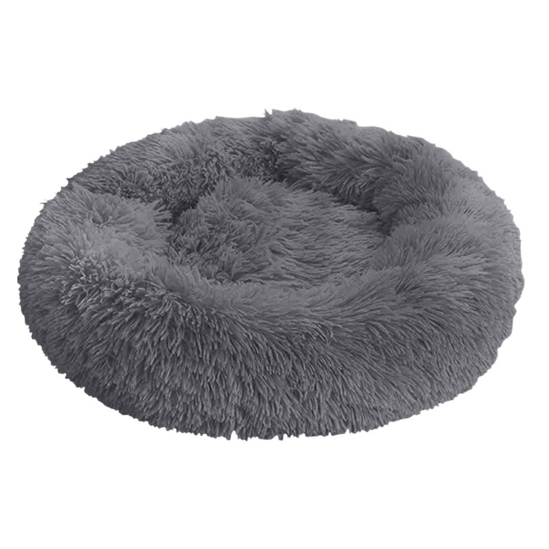 Fluffy Dog Wool Bed Soft Plush Round Nest Pillow Self-warming Snooze Sleeping Pets Cushion grey 65.00*1.00*50.00cm - Image 5