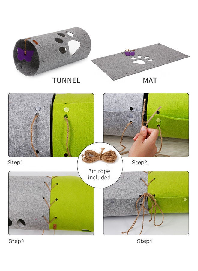 Generic - Cats Tunnel Mat With Catnip Hanging Toys Pets Interactive Playing Tube Funny Hiding DIY Rug House For Kittens Puppies grey 46.00 x 20.00 x 20.00cm - Image 1