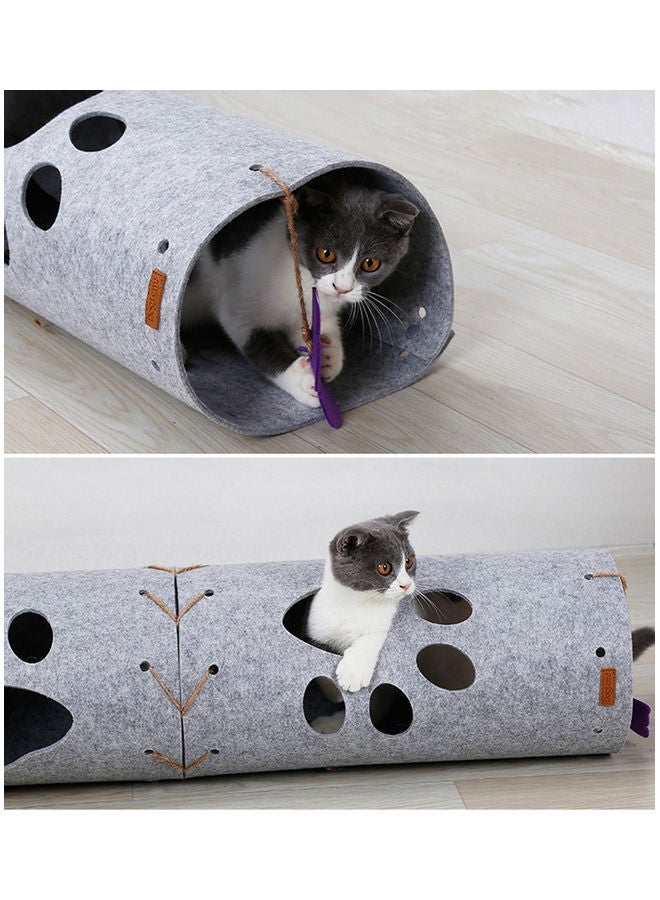 Generic - Cats Tunnel Mat With Catnip Hanging Toys Pets Interactive Playing Tube Funny Hiding DIY Rug House For Kittens Puppies grey 46.00 x 20.00 x 20.00cm - Image 1