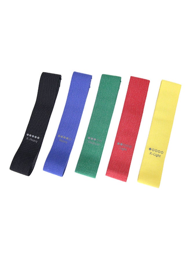 5-Pieces Exercise Loop Elastic Bands Set With Carry Bag 33x1x6cm