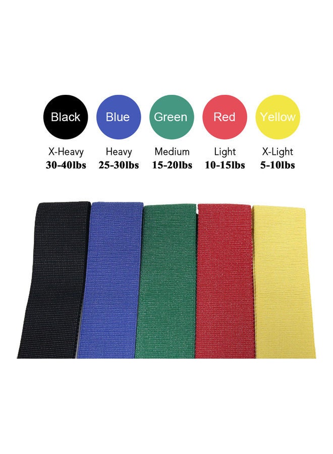 5-Pieces Exercise Loop Elastic Bands Set With Carry Bag 33x1x6cm