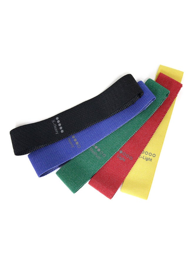5-Pieces Exercise Loop Elastic Bands Set With Carry Bag 33x1x6cm