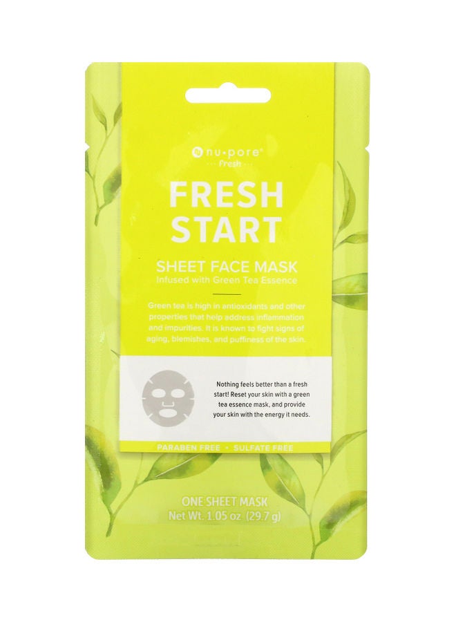 Nu-Pore Fresh Start Sheet Face Mask Green Tea 1 Sheet 1.05 oz (29.7 g) 29grams