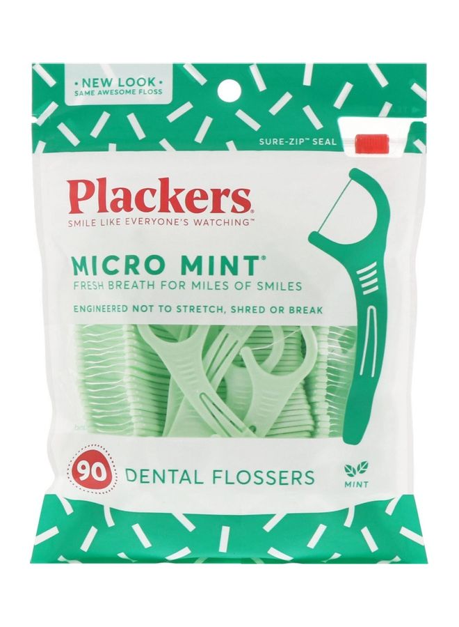 Plackers Micro Mint Dental Flossers Mint 90 Count 90ml - Image 1