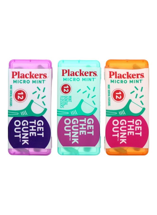 Plackers Micro Mint Dental Flossers 12 Count 12ml