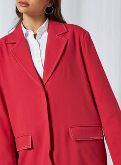 Seam Detail Long Sleeve Blazer Red - v1606051188/N40661054V_3