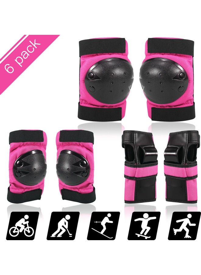 Generic Set of 6 Protective Gear in 1 Knee Elbow Pads with Wrist Guards Multi Sports Safety Protection Pads for Kids/Adults Scooter Skating Cycling M 26x6x20cm  - Image 1