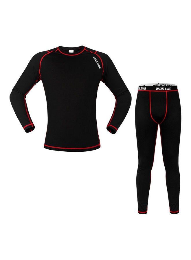 Generic Men Long Sleeve Thermal Fleece Lined Compression Underwear Set Bicycle Jersey Base Layer Shirt and Pants Leggings for Cycling Running Jogging S 35x5x25cm  - Image 2