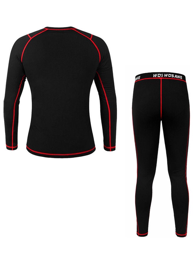 Generic Men Long Sleeve Thermal Fleece Lined Compression Underwear Set Bicycle Jersey Base Layer Shirt and Pants Leggings for Cycling Running Jogging S 35x5x25cm  - Image 5