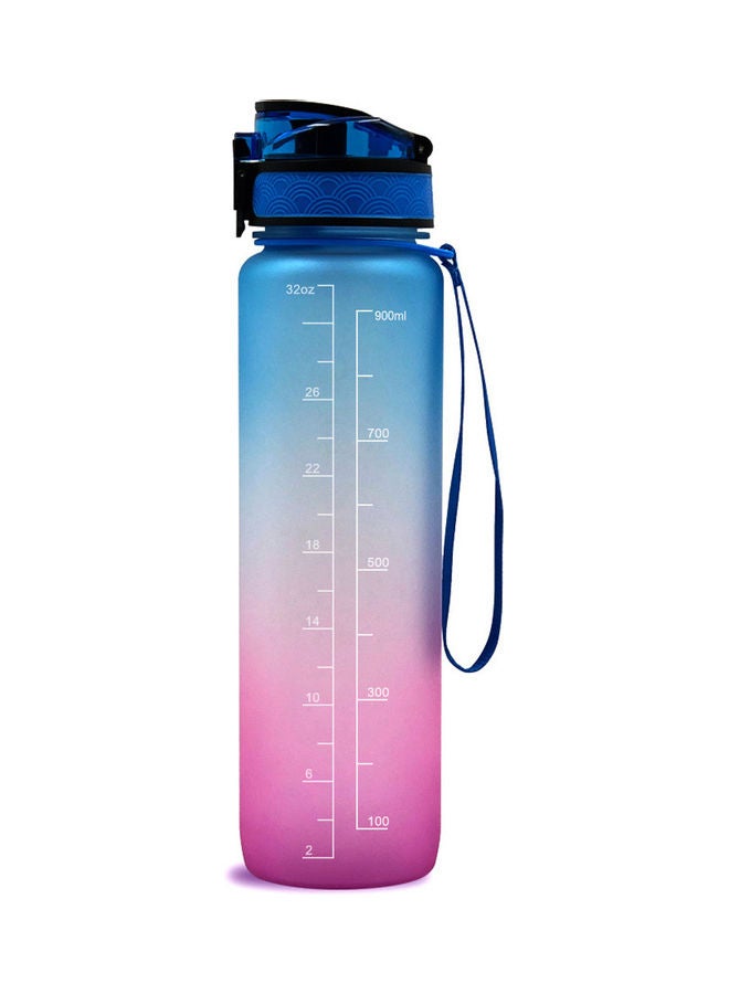 Sports Water Bottle with Time Marker BPA Free & Leak proof Portable Reusable Drinking Kettle  Fitness Sport 1L Water Jug for Men   Women Kids Student to Camping Office School Gym Workout Blue & red 29.5*5*7.5cm - Image 2