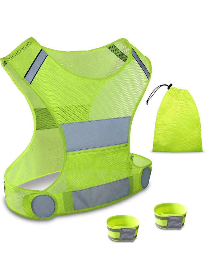 Generic Adjustable High Visibility Reflective Vest With Wrist Arm Bands Safety Gear For Night Cycling Jogging Running 20 x 3 x 15cm  - Image 1