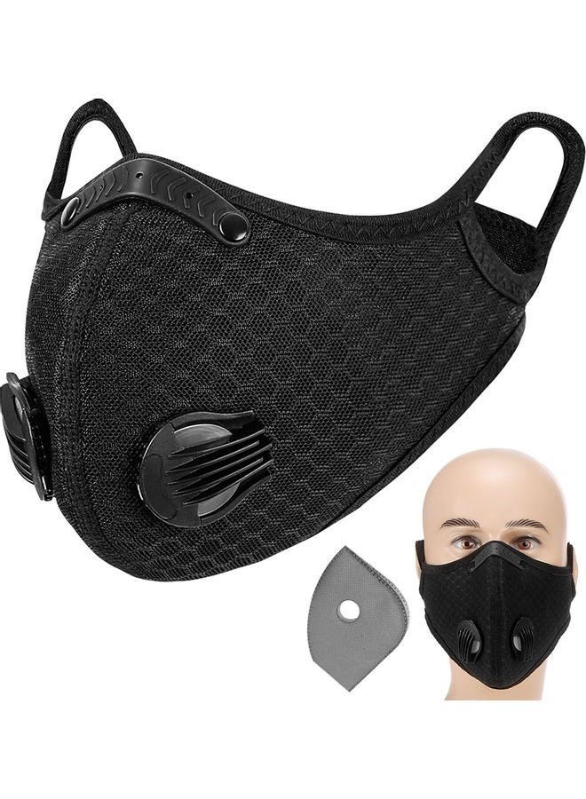 Generic Adults Mouth Mask With Double Valves Active Carbon Filter Adjustable 25*2*20cm  - Image 1