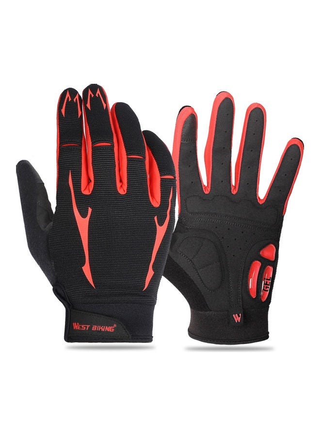 Generic Mountain Bike Full Finger Touch Screen Anti Skid Cycling Gel Palm Mittens Shock Absorbing Gloves L 24x4x21.5cm  - Image 1