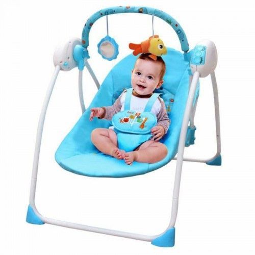 بريمي كرسي هزاز إلكتروني للأطفال مصنوع من القطن ومزين بحيوانات معلقة - Image 2