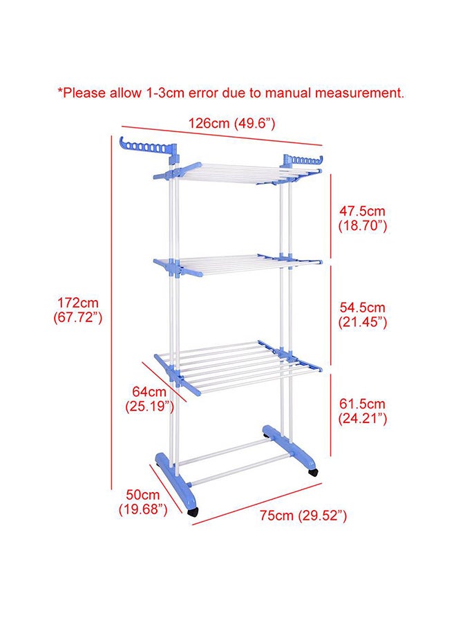 بيكي علاقة ملابس بـ 3 أدوار فضي / أزرق 170x126x64سم - Image 3