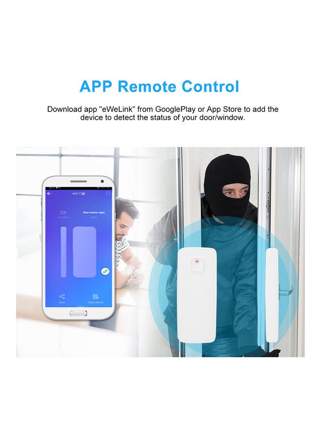 BT WIFI Door Sensor APP Control Door Window Opening Security Alarm Sensor white 9.7*2.9*5.7cm  - Image 3