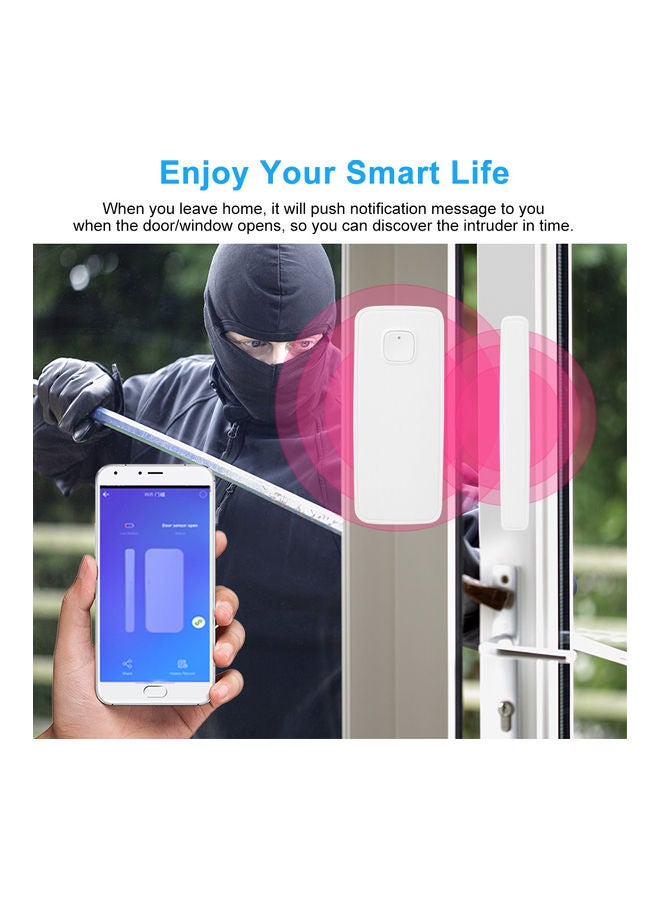 BT WIFI Door Sensor APP Control Door Window Opening Security Alarm Sensor white 9.7*2.9*5.7cm  - Image 5