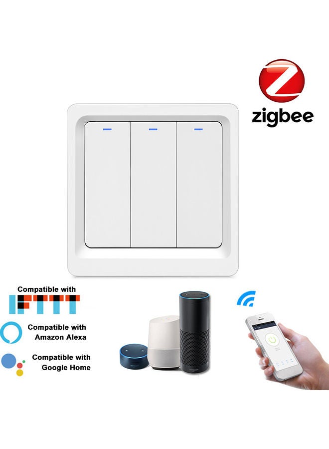 Smart Light Switch Push Button Smart Life/Tuya APP Remote Control Wall Switch white 10.5*5*10.5cm - Image 1