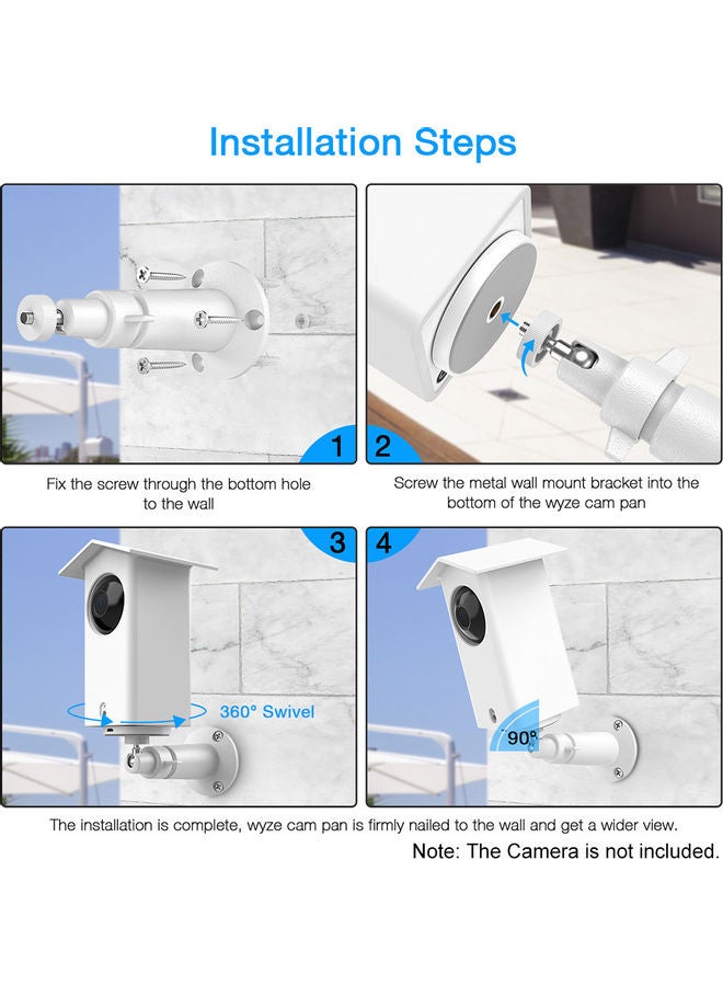 Real Water Resistant Protective Case Plus 360 Degree Protective Adjustable Metal Wall Mount Bracket white 14 x 9.2 x 9.7cm - Image 3