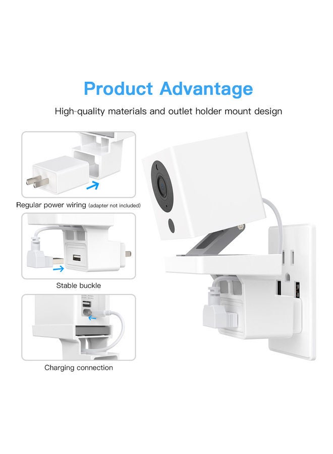 Generic - 2 Pieces Of Socket Holder Bracket AC Outlet Wall Moun white 11.2 x 5.8 x 7.2cm - Image 1