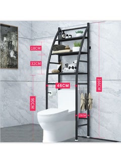 Generic 3 Tier Over The Toilet Bathroom Shelf Black 166x166x50cm  - Image 2