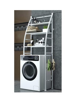 Generic 3 Tier Bathroom Laundry Washing Machine Shelf Rack Metal White 64x25x167cm  - Image 1