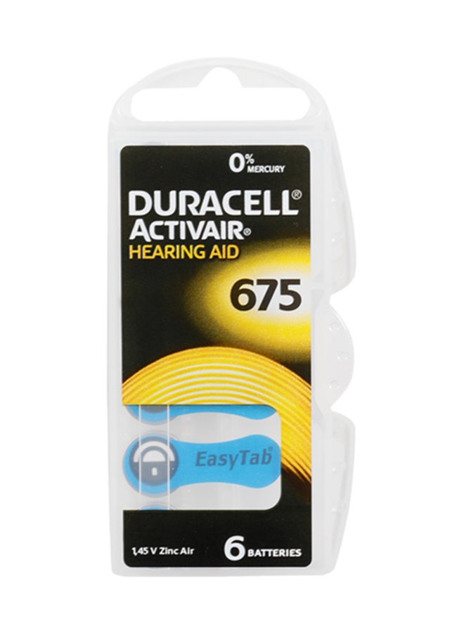 دوراسيل بطاريات ديوراسيل أكتيفير لأجهزة تقوية السمع بجهد 1.45 فولت - عبوة من 6 قطع