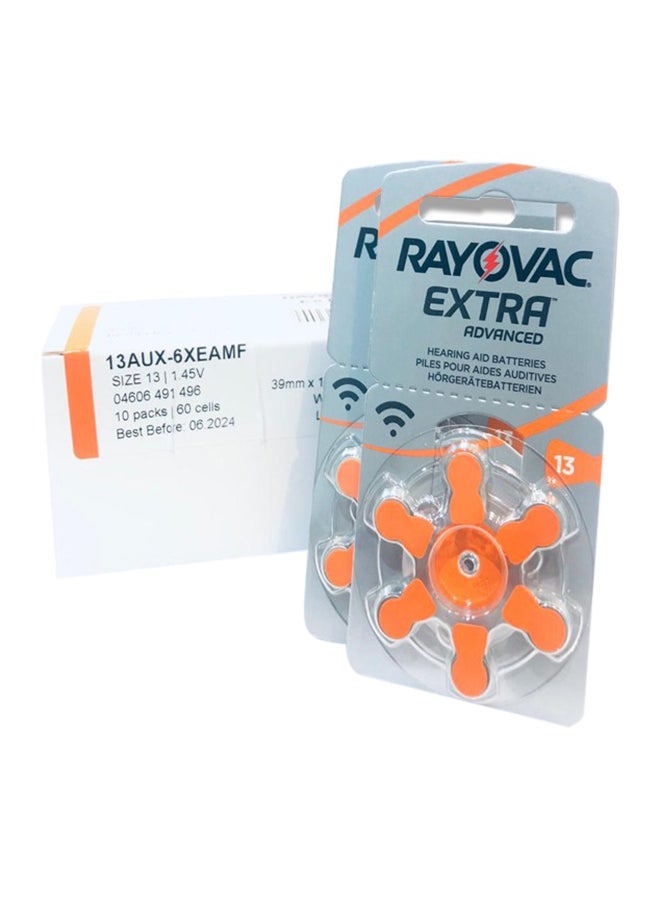 Rayovac 1.45V Hearing Aid Batteries - Pack Of 60 Pieces 
