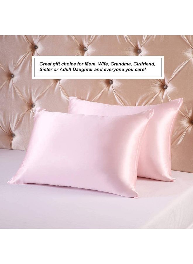 SMILEE 100% Pure Mulberry Queen Pillowcase Silk Pink 76x51cm  - Image 4