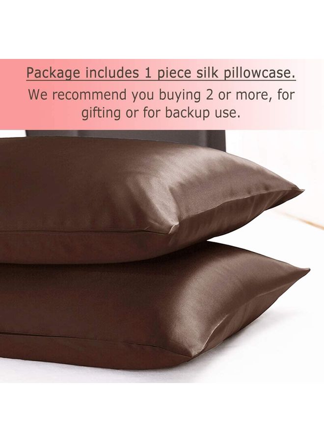 SMILEE - 100% Pure Mulberry Queen Pillowcase Silk Coffee Brown 76x51cm - Image 1