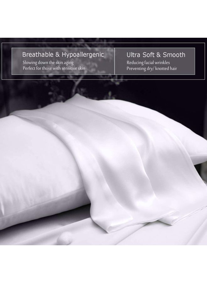 SMILEE 100% Pure Mulberry Queen Pillowcase Silk White 76x51cm  - Image 5